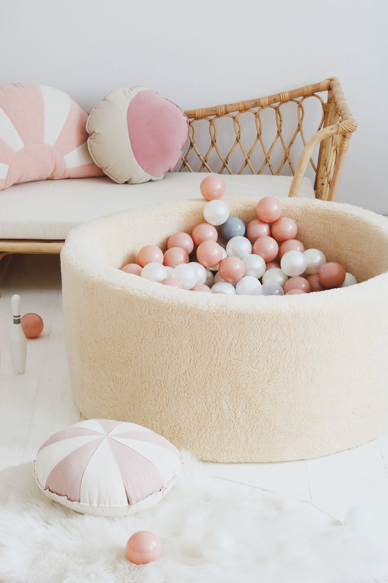 MeowBaby Piscina de bolas, Round seca para niños, Boucle, Gris : Blanco