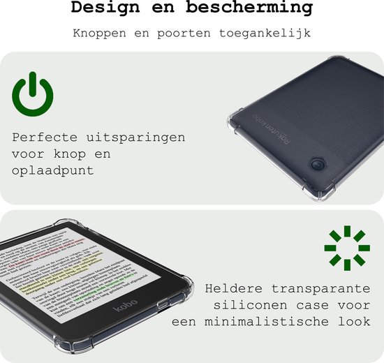 Hoesje Geschikt voor Kobo Clara Colour Hoes eReader Shockbestendig Back Cover Siliconen Tablet Case Met Screenprotector - Transparant van Hoesje  — afbeelding 3