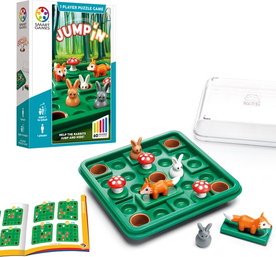 SmartGames Jump In' - Logisch Denkspel - 60 Educatieve Springuitdagingen - Compact Reisspel & Solospel - Vanaf 7 Jaar