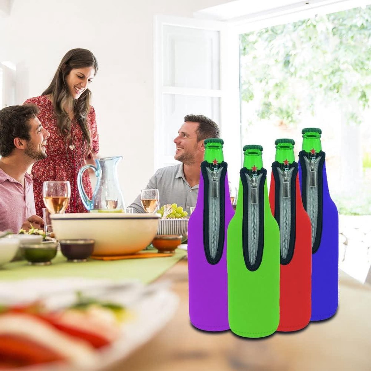 4 Couleurs De Bière Housse Fermeture Éclair Rafraîchisseur De