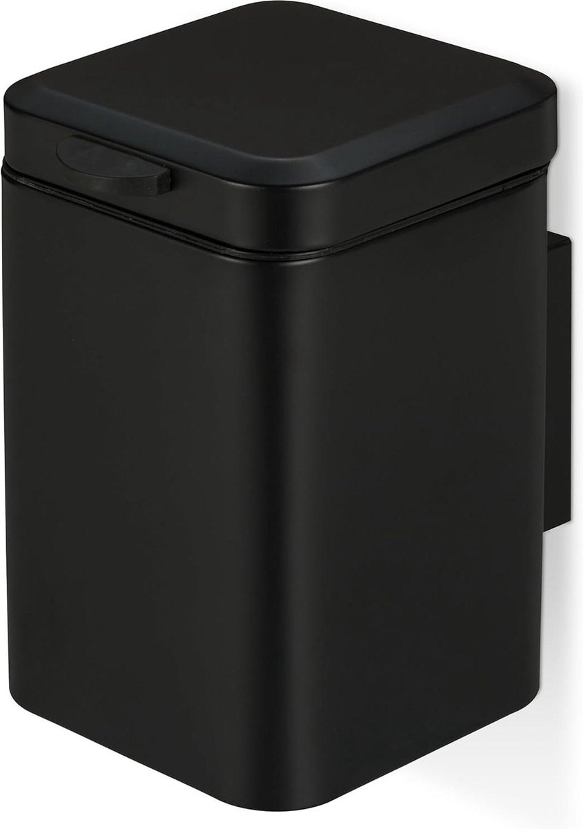 Goedkoopste Prullenbak hangend 6 liter klein softclose binnenemmer metaal rechthoekige afvalemmer wc zwart - badkameroptie