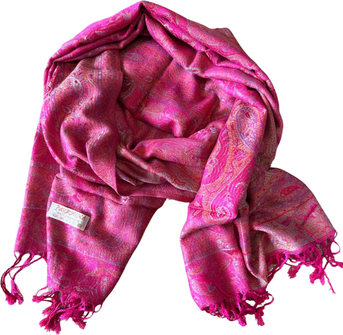 Zijden pashmina sjaal met geweven bloemenprint