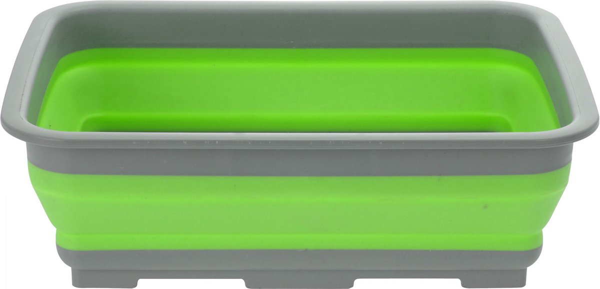 Goedkoopste Opvouwbaar afwasteiltje/afwasbak groen 8 liter rechthoekig - Camping handwas teilen - Afruimbak - Opvouwbare afwasteilen/afwasbakken