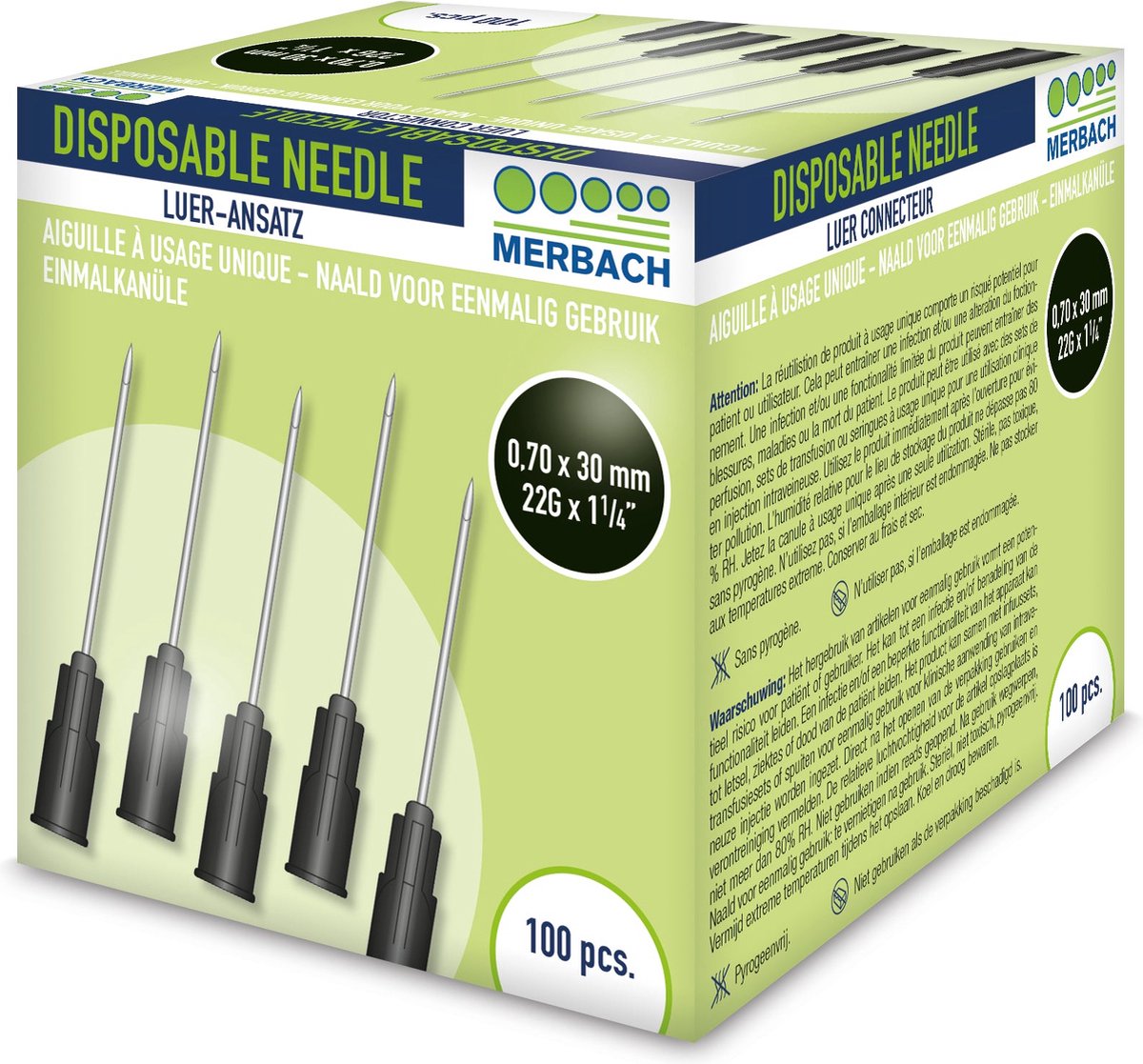 Goedkoopste Merbach Injectienaalden 22 G x 1 1/4 - 32mm zwart 100 stuks