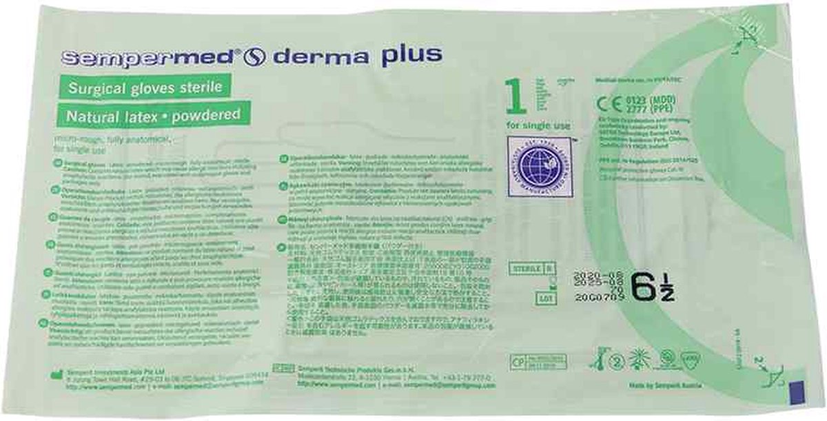 Goedkoopste Sempermed Derma latex gepoedered, steriel, mt 6.0, 50 paar