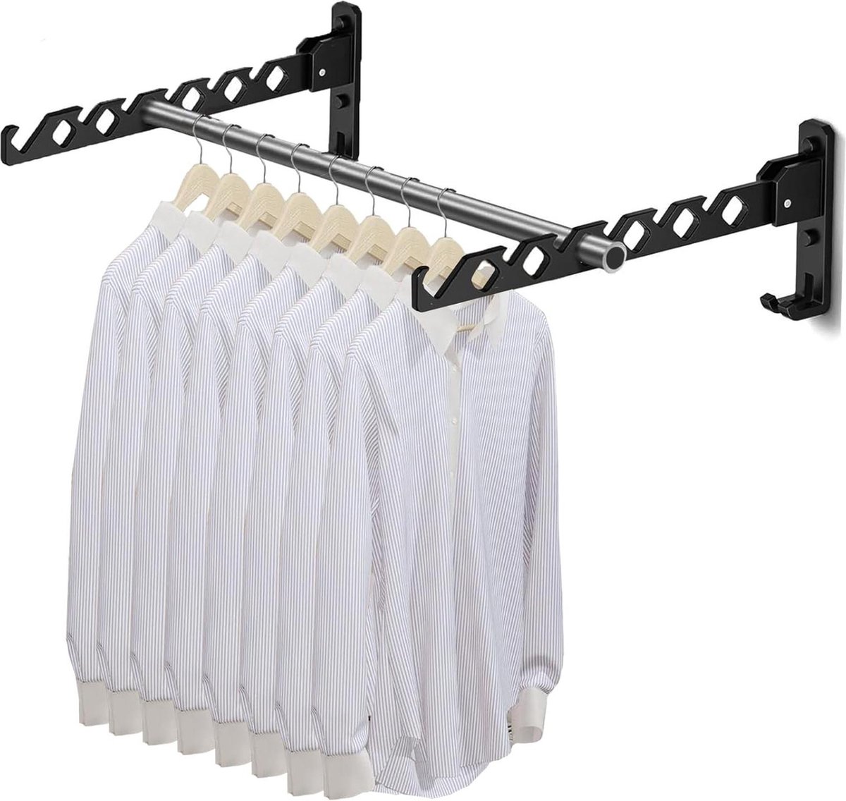 Goedkoopste Wasrek - Inklapbaar wandwasrek van aluminium - 90 graden draaibaar - Uittrekbaar wasrek voor balkon bijkeuken garderobe keuken badkamer - Zwart