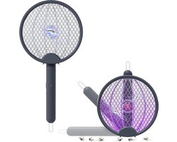Elektrische Vliegenmepper Opvouwbare Vliegenvanger Zapper - 2-in-1 Elektrische Muggenmepper Met 3-laags Dicht Mesh en LEDlicht.