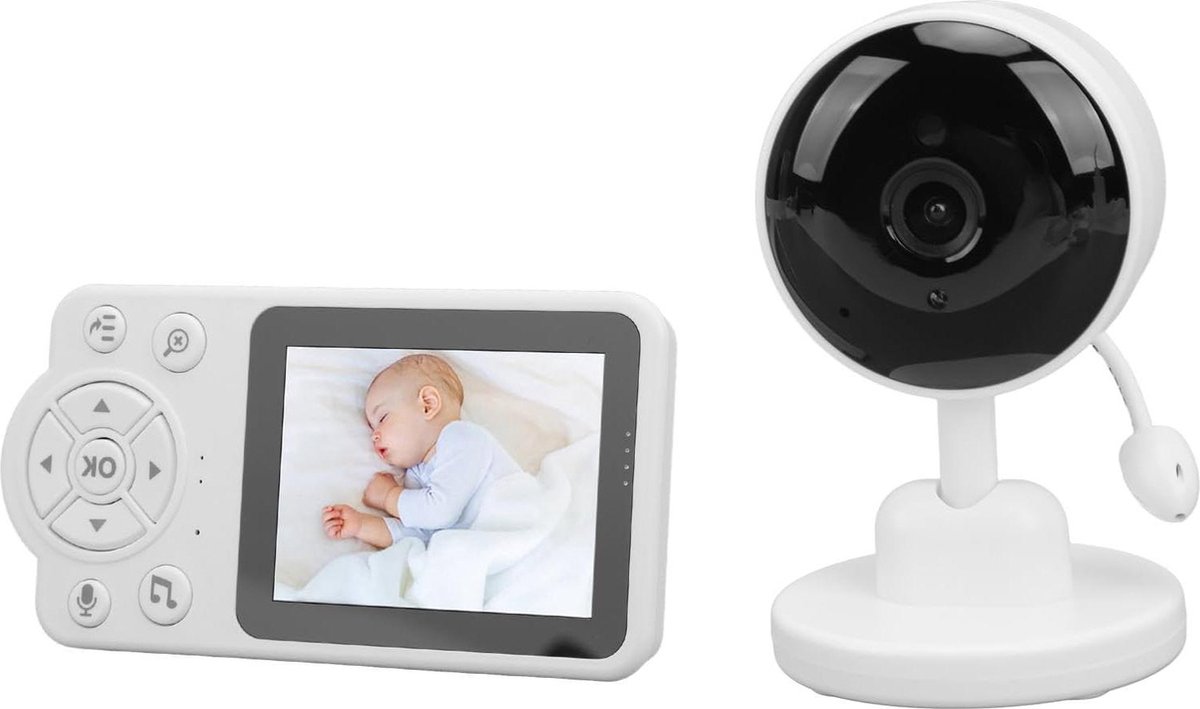 Babyfoon met camera 28 Inch LCD-scherm Automatisch Nachtzicht 2-wegpraat Temperatuursensor Slaapliedjes Huisdieren - EU-stekker