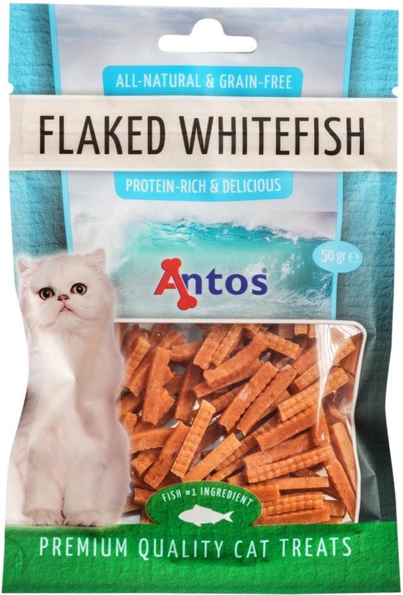 Cat Treats Flaked Witvis 50 gr - kattensnack - graanvrij - glutenvrij