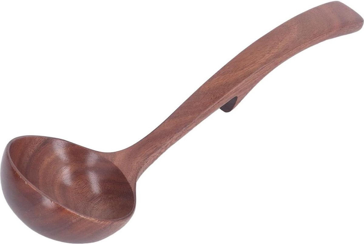 Massief houten Japanse stijl soeplepel met gebogen ontwerp zacht voor kookgerei elegante keukengerei (Type 2)