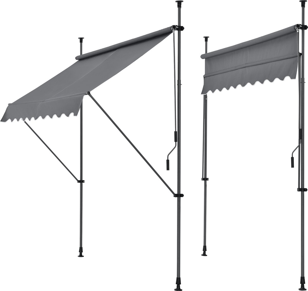 Bol.com Klem zonwering luifel uitschuifbaar grijs medium 300x120 cm aanbieding