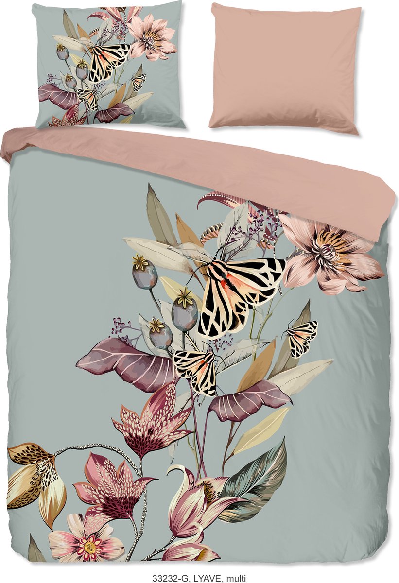 Good Morning dekbedovertrek bloemen en vlinders - Lits jumeaux 240x200/220 cm - Multi - 100% Katoen renforce