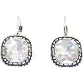 Behave Boucles d'oreilles pendantes clip françaises de forme carrée avec pierre