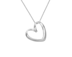 Zilveren ketting met hanger, open hart