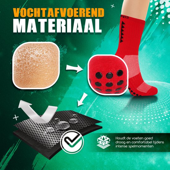 Chaussette de sport rouge avec picots antidérapants, évacuant l'humidité. Illustration de textile avec structure respirante.