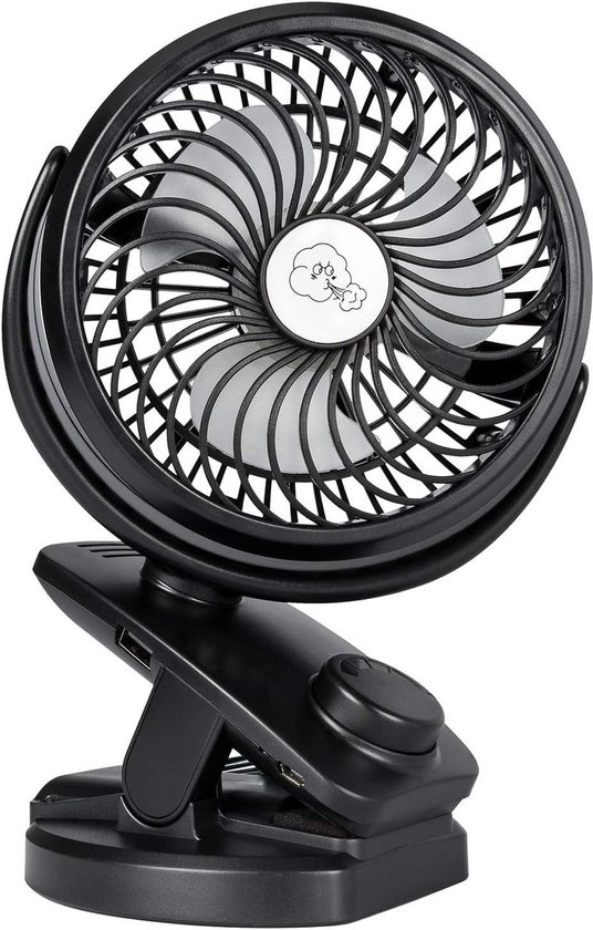 Telgoner Mini USB Ventilator, Tragbarer Ventilator Leiser Ventilator mit wiederaufladbarem Akku, 3 Geschwindigkeiten, 360 Drehgeschwindigkeiten für Schlafzimmer, Büro, Kinderwagen, Camping