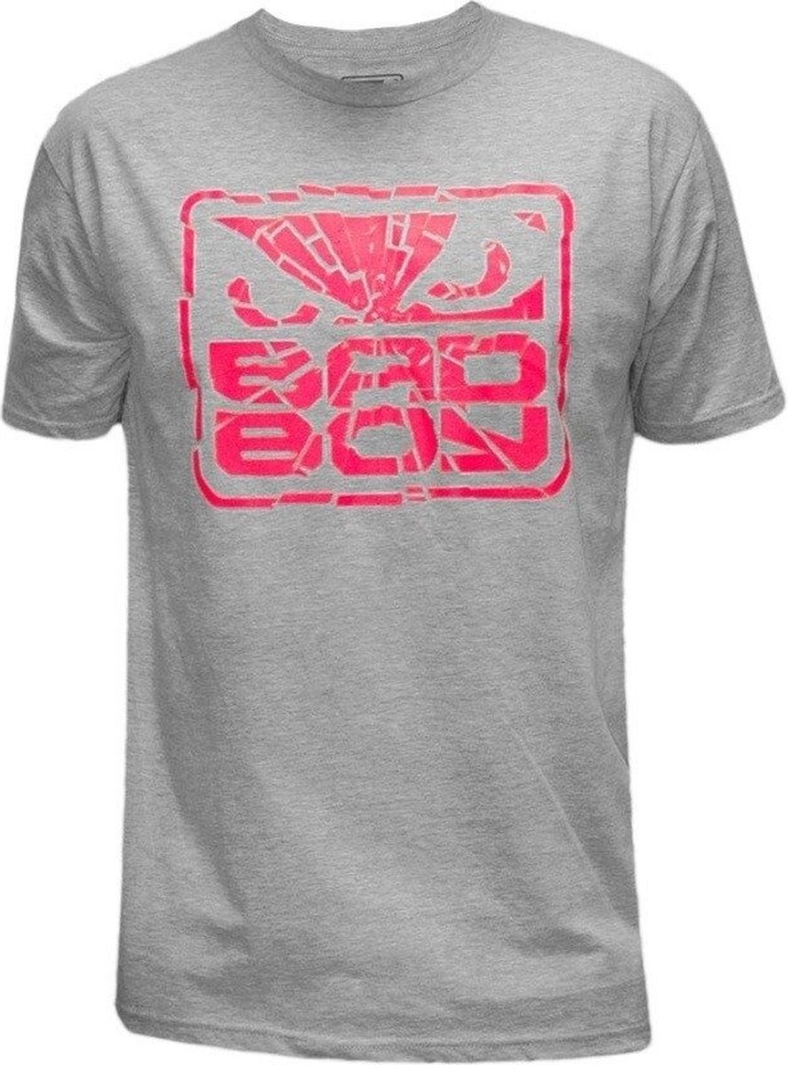 Bad Boy Shattered T-shirt Katoen Lichtgrijs Roze - S