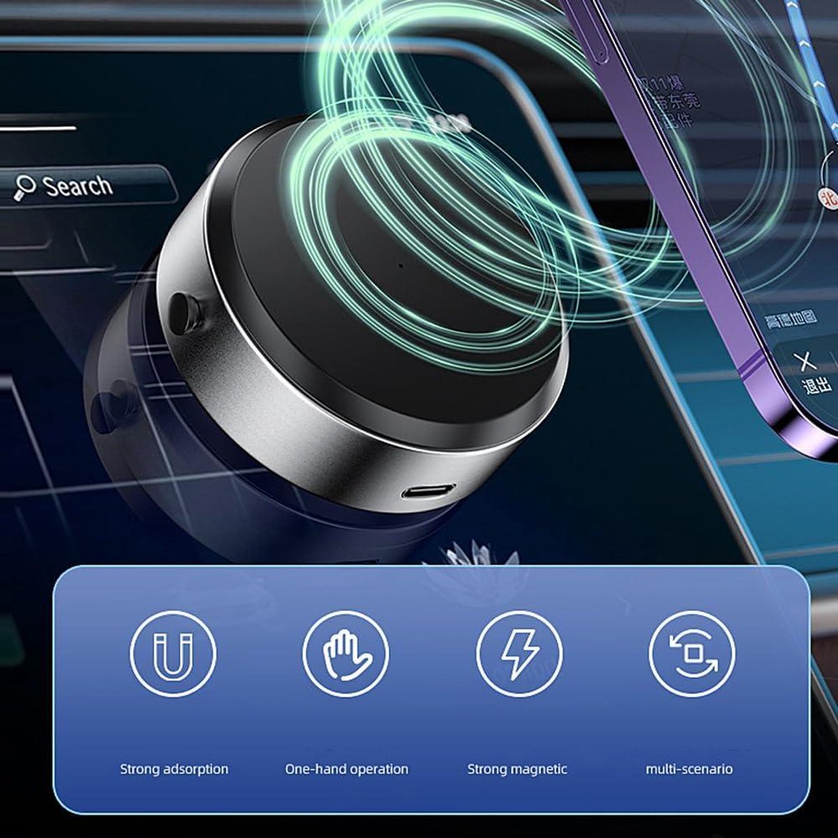 Vacuüm Magnetische Telefoonhouder voor Auto - Zuignap 360° Draaibaar