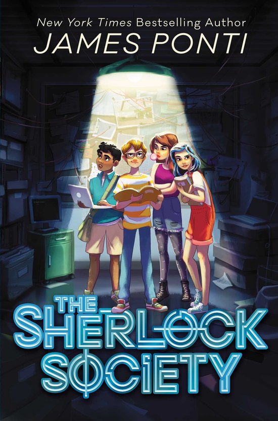 Boekcover: Vier tieners, "The Sherlock Society", James Ponti
