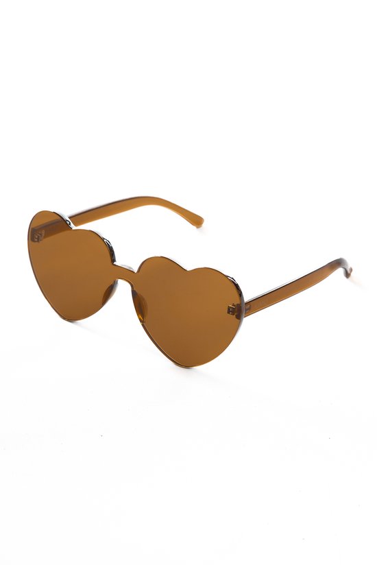 KIMU Hartjes Zonnebril Bruin Groot - Bruine Glazen - Grote Zonnebril Transparant Montuurloos Retro Influencer Vintage Love Zonder Montuur Festival van KIMU — afbeelding 2