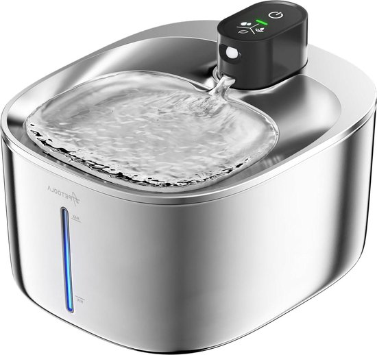 PLOOHT Kattenfontein, draadloos met bewegingsmelder, drinkfontein voor katten en honden, 3,2 liter, ingebouwde 2600 mAh oplaadbare accu, met stille pomp en filter, marineblauw