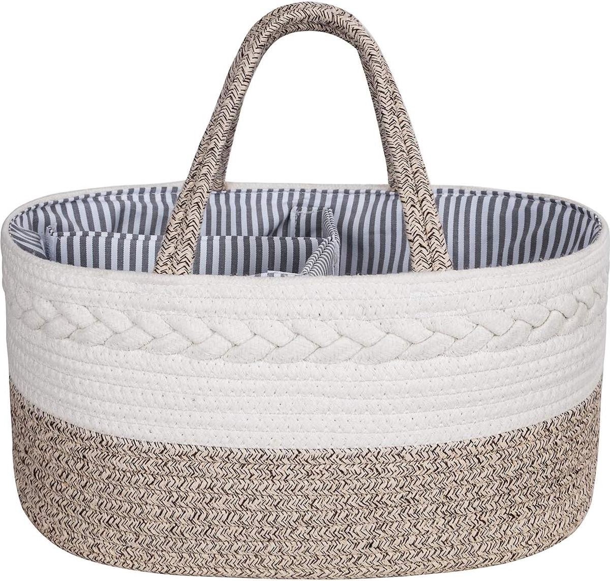 Goedkoopste Luier Caddy Organizer - Babykamer Mand - Draagbare Luier Mand - Katoenen Touw - Verwijderbare Inserts - Verkleedtafel Organizer