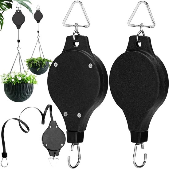 Foto: Plantenhanger hangende plantenmand katrol intrekbaar haken voor hangende bloemenmand vogelvoeder plant groeit licht