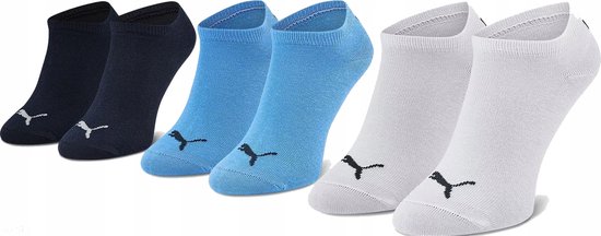 Puma - Unisex - Maat 39 - 42 cm - ( 3 - paar ) Multipack - Korte Sokken voor Heren/Dames - Sport - Sneaker - Blauw,Wit,Zwart