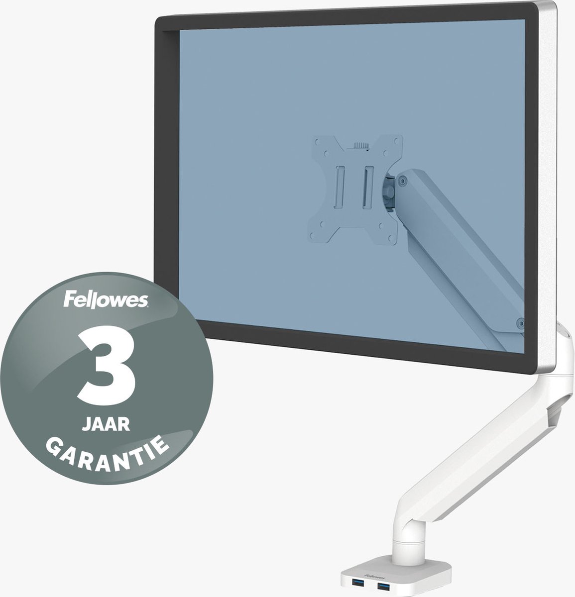 Fellowes Platinum - Monitor Arm - 1 scherm - Tot 8 kg - Tot 32 inch - Gasveer - USB - Wit thumbnail 5