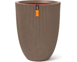 Capi Europe - Vaas elegant laag Groove NL - 34x46 - Warm taupe - Bloempot voor binnen en buiten - Levenslang garantie - Breukbestendig - 100% Recyclebaar - CO2 Neutraal geproduceerd - KGVWT782