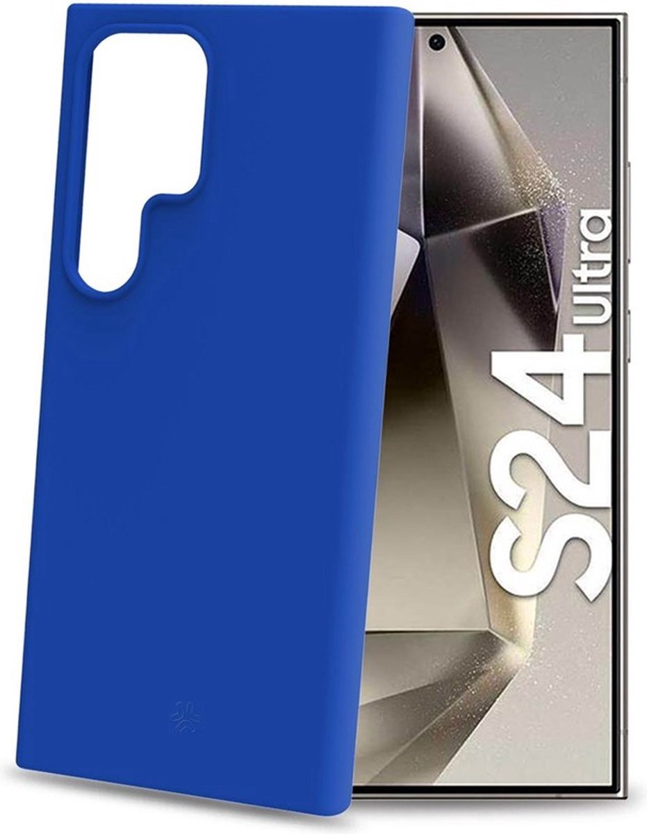 Celly Cromo Siliconen hoesje - Geschikt voor Samsung Galaxy S24 Ultra - TPU Back Cover - Microfiber - Blauw