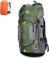 Bol.com WoYoW®-Backpack-Hiking - Groen- Ultieme wandelrugzak 60L - Waterbestendig - Ruim hoofdcompartiment - Verstelbare schoude... aanbieding