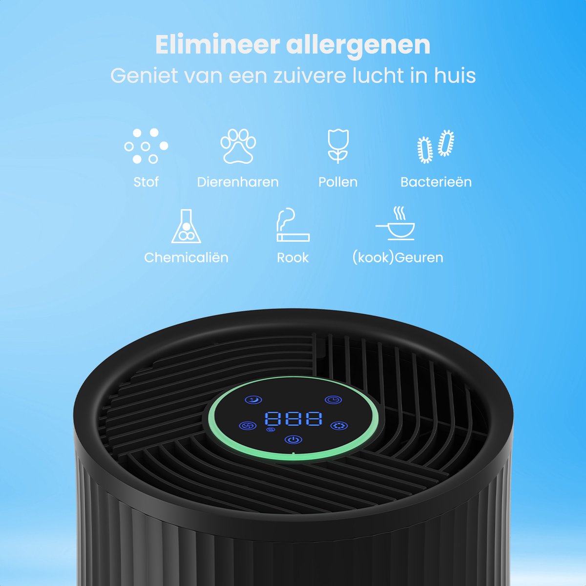 Auronic Luchtreiniger Compact Pro met HEPA 13 Filter, Ionisator en Koolstoffilter - Ruimtes tot 30m² - CADR-waarde van 150m³/u - Air Purifier met Aromatherapie - Zwart — afbeelding 3