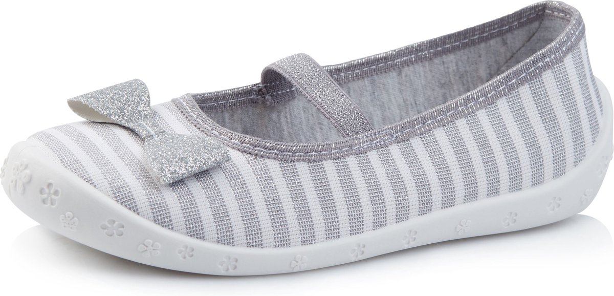 Ladeheid Kinder Pantoffels - Sloffen - Muizen - Unisex - 26 - Grijs Wit Strepen - LA-RW-Sylwia