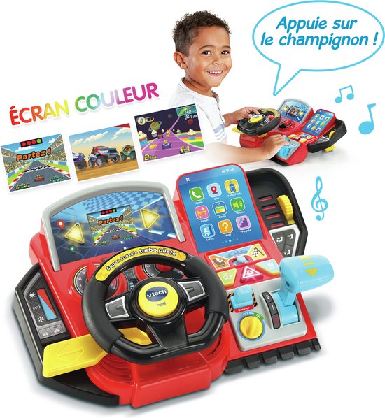 Vtech Super Console Turbo Pilote - Simulateur de conduite enfant avec écran couleur, volant et