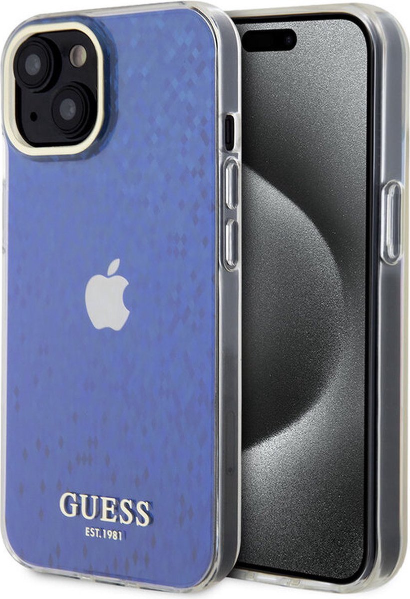 Guess iPhone 15 Hardcase - Faceted Mirror - Disco Blue