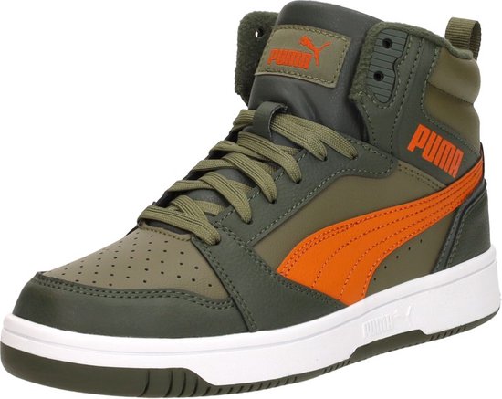 PUMA Puma Rebound V6 Mid WTR Jr Baskets pour femmes unisexes - Olive foncé-Sirop d'érable - PUMA Olive - Taille 38
