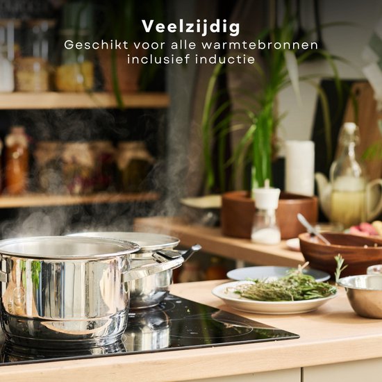 7-delige Pannenset met Kookpannen - 16 - 18 - 20 - 24 Cm - Inclusief Deksels - Geschikt voor Alle Warmtebronnen - Ook voor Inductie - Pannenset - Kookpannen Set - Kookpan Set - Inclusief EBOOK