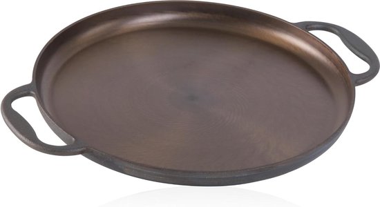 35 cm Gepolijste Gietijzeren Paella Pan met Twee Handgrepen - Voor Gasgrill, Oven - BBQ Grillpan