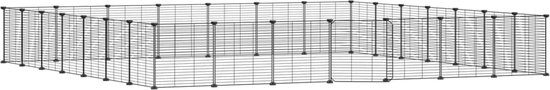 Huisdierenkooi met deur 20 panelen 35x35 cm staal zwart Huisdierenkooi met deur 20 panelen 35x35 cm staal zwart