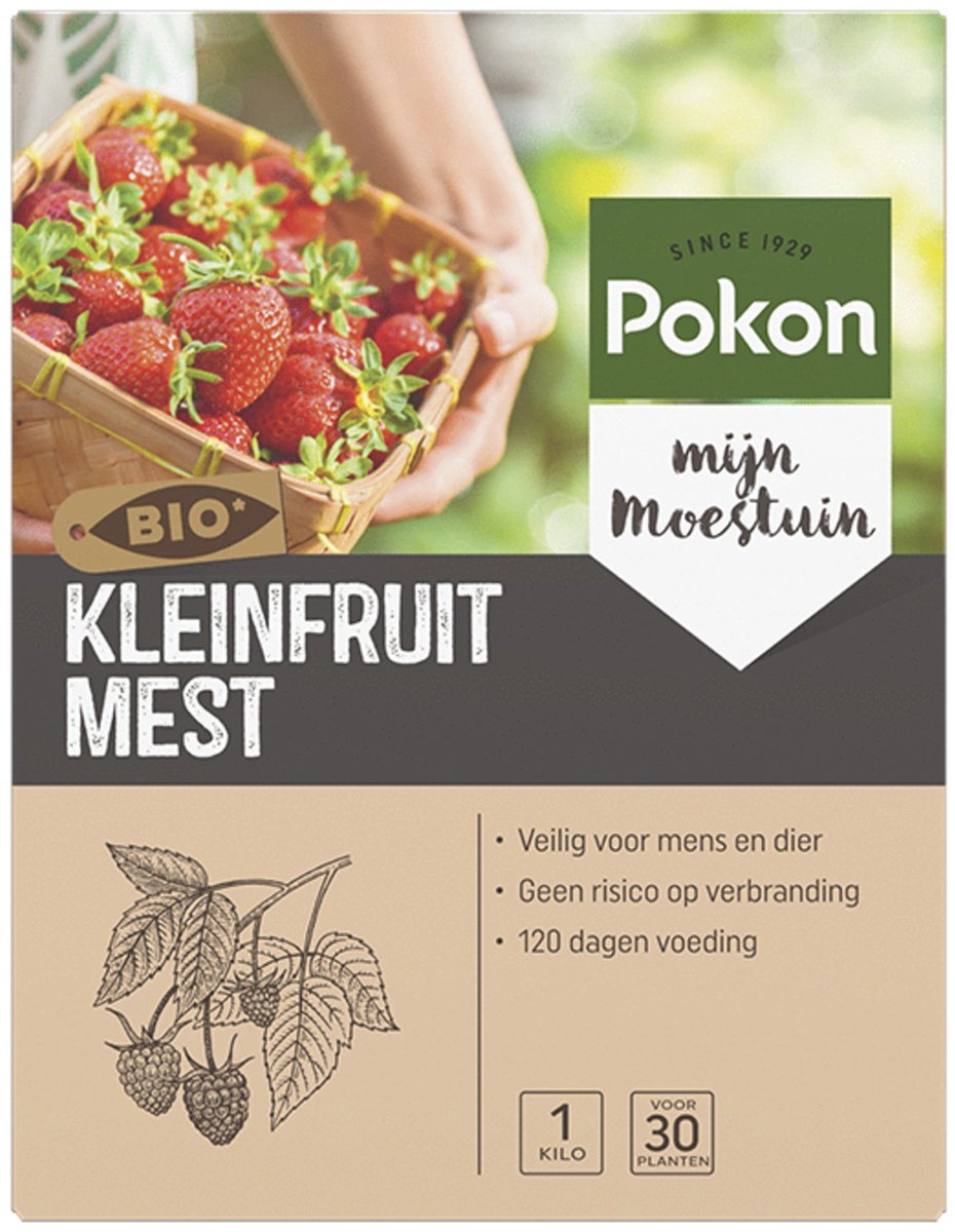 Pokon Bio Kleinfruit Mest - 1kg - Biologische Meststof  - Voor fruitplanten - 120 dagen voeding