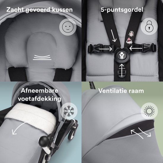 Stokke YOYO 0+ Newborn Pack, Stone - Inclusief matras, uitschuifbare luifel en vijfpuntsgordel - Vereist YOYO-frame (apart verkrijgbaar) van Stokke — afbeelding 3