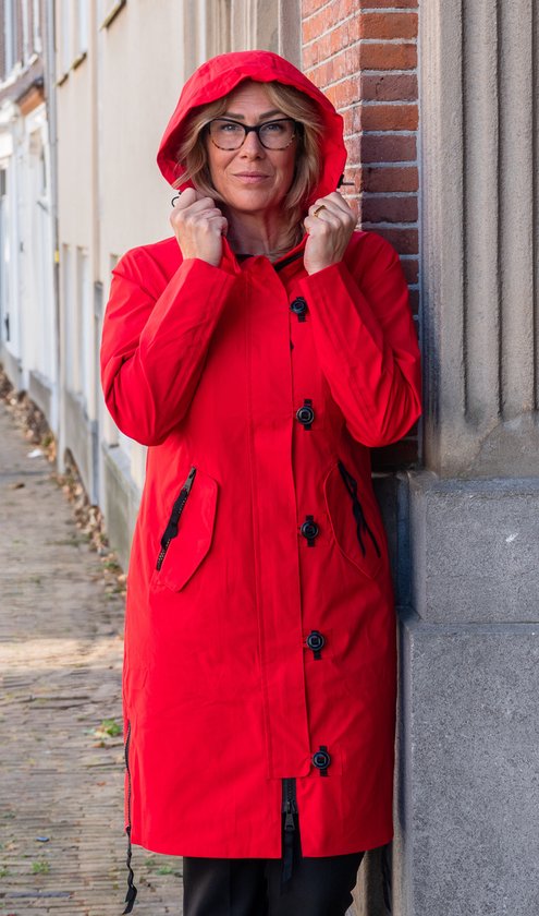 Lange dames tussenjas - Waterafstotend & getailleerd - Rood - Maat L (40)