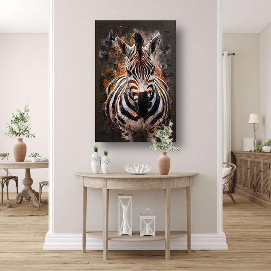 Peintures Zebra sur verre - Décoration murale Animaux - Peinture sur verre Peinture - Peintures classiques - Plexiglas - Accessoires de chambre verre acrylique 80x120 cm