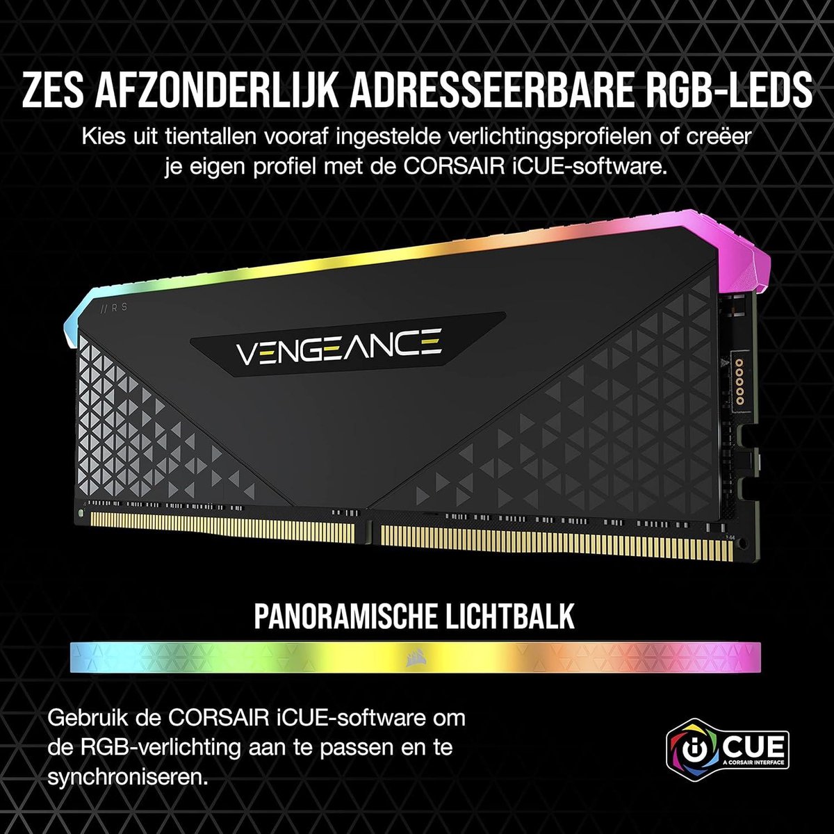 Corsair Vengeance Rgb Rs 16Gb Ddr4 3600 (Pc4-28800) C18 Desktop Memory - Zwart - afbeelding 5