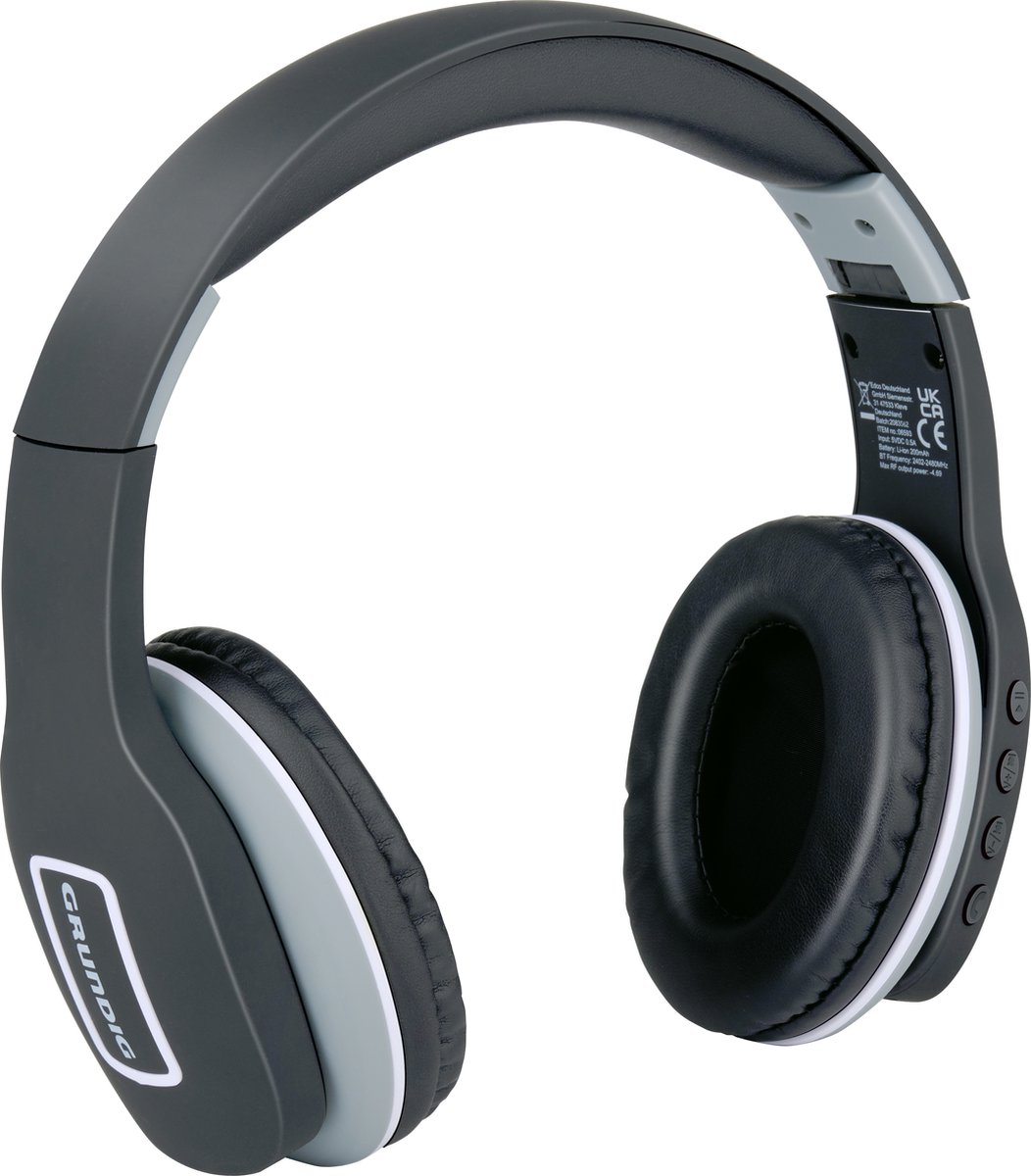 Grundig Bluetooth Koptelefoon - Hoofdtelefoon Draadloos - Over Ear Koptelefoon met 5 Uur Afspeeltijd - Draadloze Koptelefoon met Microfoon - Incl. Audio kabel 3.5mm en USB-C Oplaadkabel