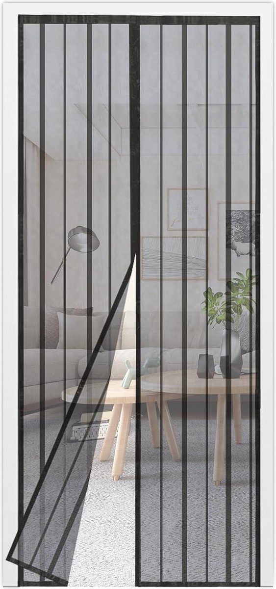 Vliegengordijn Balkondeur Zonder Boren - Magnetisch Deurgordijn - Insectenbescherming - Eenvoudige Montage - 85 x 220 cm Zwart