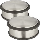 Set de 2 butées de porte - Inox/Caoutchouc - 1,1 kg - 11,5 x 11,5 x 5,5 cm