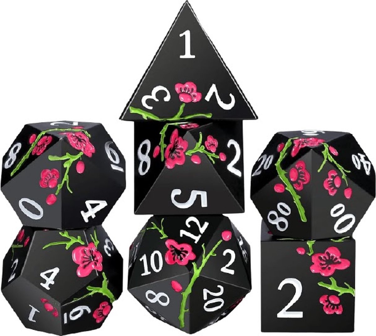 Lapi Toys - Dungeons and Dragons dobbelstenen - DnD Dice - Polydice - Dobbelstenen Dungeons Dragons - Metal dice - Metalen Dobbelstenen - DnD Dice Set - 1 set (7 stuks) - Metaal - Zwart
