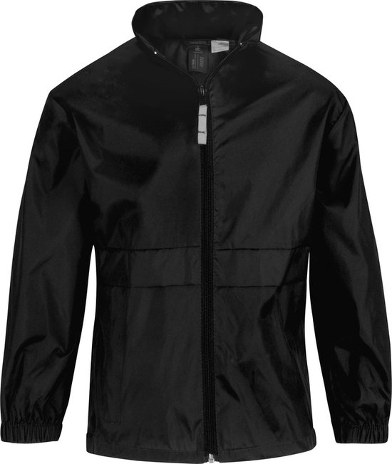 B&C Regenjas - kinderen - zwart - sirocco windjas - nylon 110/116 Zwart